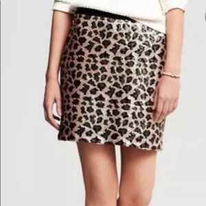 BANANA REPUBLIC Mini Skirt Leopard Sequin 8 petite Mob Wife